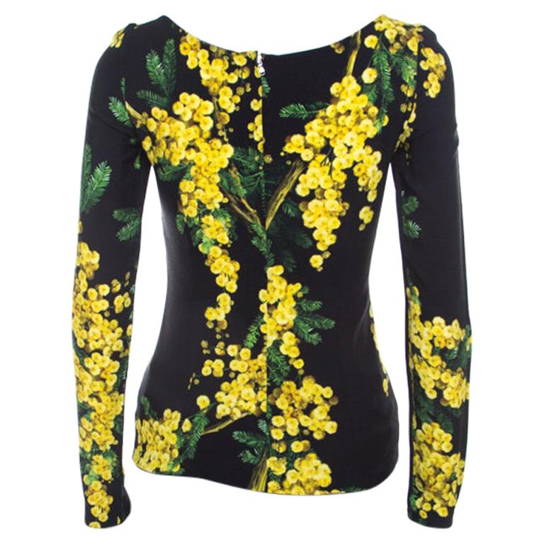 black and yellow floral top