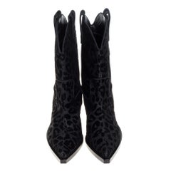 Dolce & Gabbana Black Animal Print Lurex and Velvet Cowboy Boots Size 36
