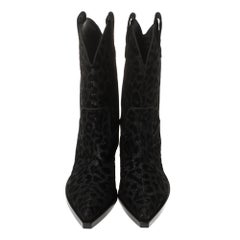 Dolce & Gabbana Black Animal Print Lurex and Velvet Cowboy Boots Size 38.5