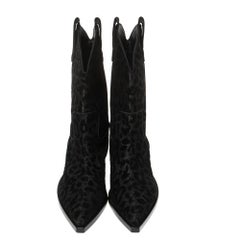 Dolce & Gabbana Black Animal Print Lurex and Velvet Cowboy Boots Size 40