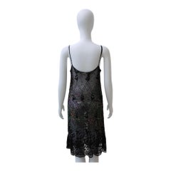 Dolce & Gabbana Black Beaded Lace Slip Dress – 1990s Collection RARE