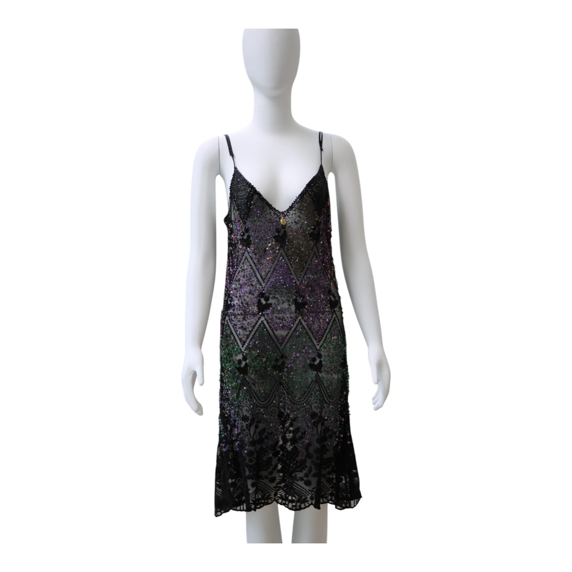 Dolce & Gabbana - Slip Dress in pizzo nero con perline - Collezione anni '90 RARO in vendita