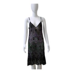 Dolce & Gabbana Black Beaded Lace Slip Dress – 1990s Collection RARE
