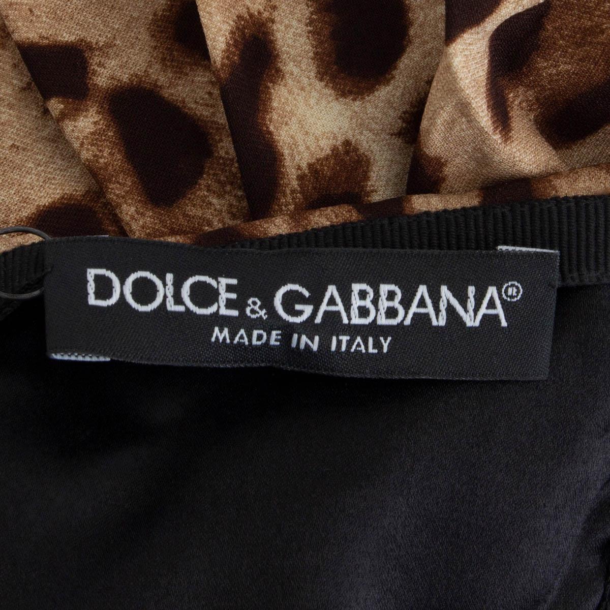 DOLCE & GABBANA black & beige LEOPARD & LACE BOW GOWN MAXI Dress 44 L In Excellent Condition For Sale In Zürich, CH