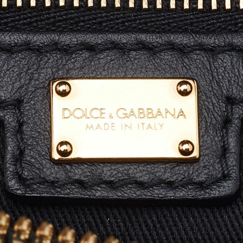 Dolce & Gabbana Black/Beige Leopard Print Coated Canvas Miss Escape Tote 1