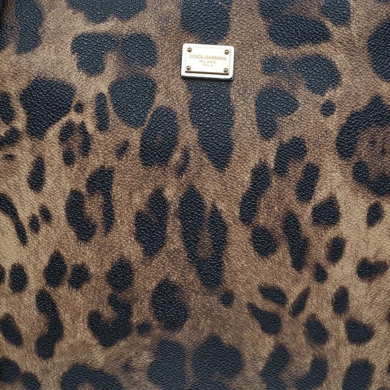 Dolce & Gabbana Black/Beige Leopard Print Coated Canvas Miss Escape Tote 2