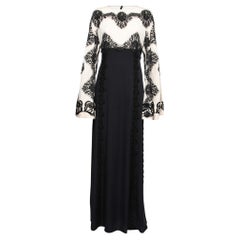 Dolce & Gabbana Black & Beige Silk Lace Embellishment Detail Long Dress L