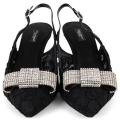 DOLCE & GABBANA black BELLUCCI CRYSTAL BOW LACE Pumps Shoes 39