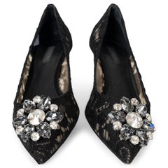 DOLCE & GABBANA black BELLUCCI CRYSTAL LACE Shoes 39