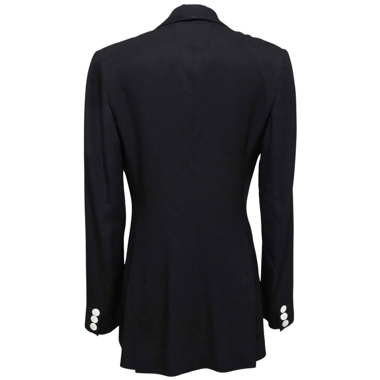 Women's DOLCE & GABBANA Black Blazer Double Breasted Jacket Coat Sz 42 VINTAGE For Sale