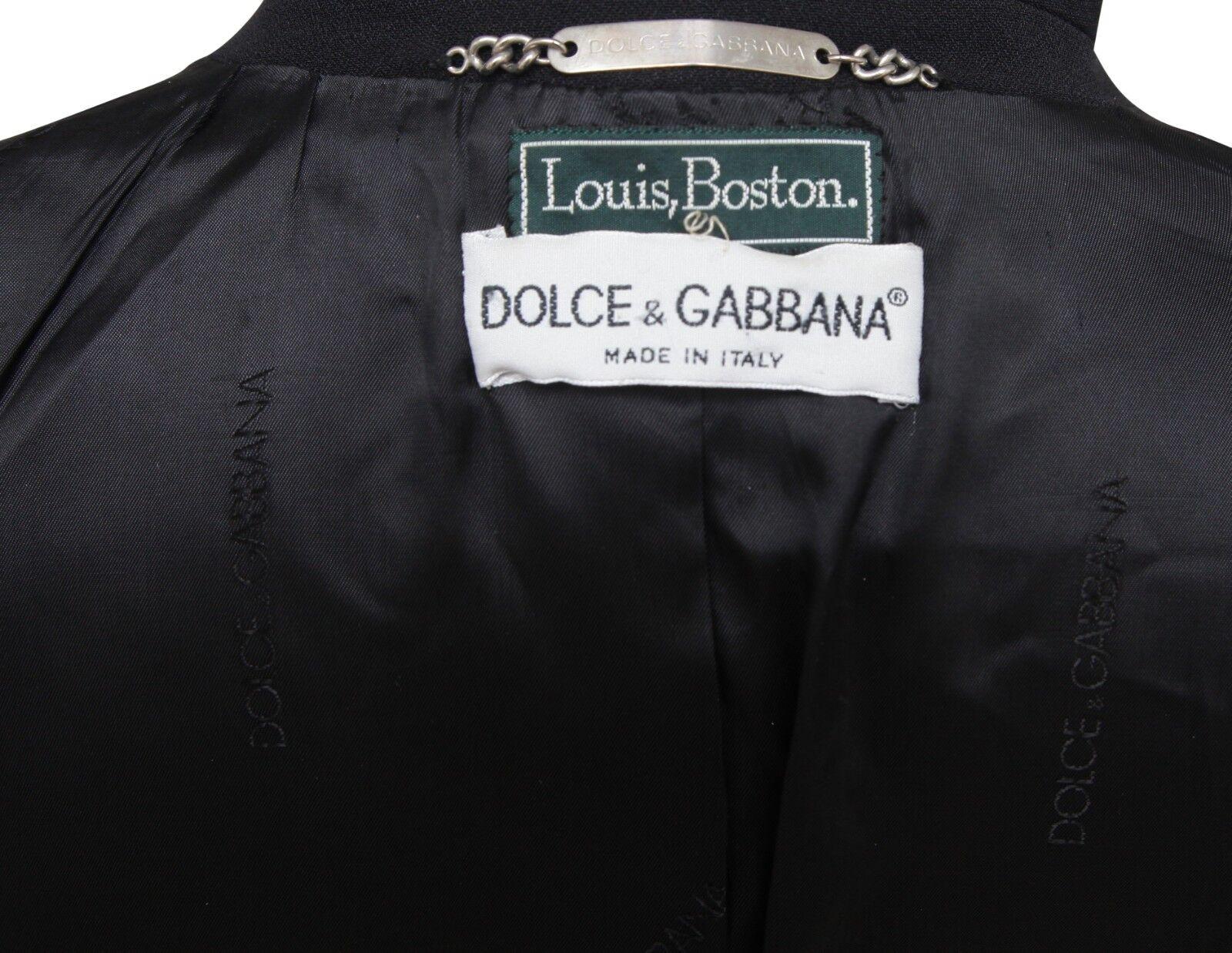 DOLCE & GABBANA Black Blazer Double Breasted Jacket Coat Sz 42 VINTAGE For Sale 2