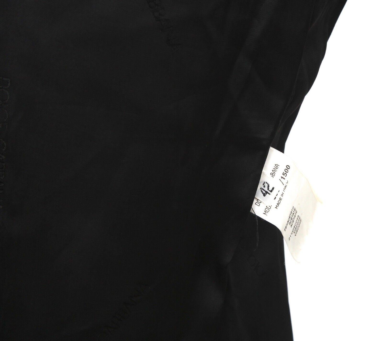 DOLCE & GABBANA Black Blazer Double Breasted Jacket Coat Sz 42 VINTAGE For Sale 3