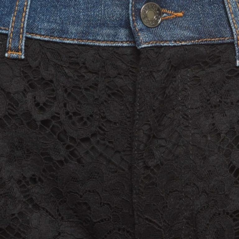 Dolce & Gabbana Vaqueros de encaje y denim negro/azul M Cintura 31 Negro en venta