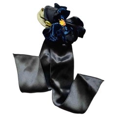 Dolce & Gabbana Black Blue Silk Flower Brooch Pin Orange Green Floral With Tags