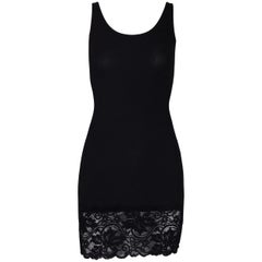 Vintage Dolce & Gabbana Black Bodycon Micro Mini Dress with Lace Trim, 1990s 