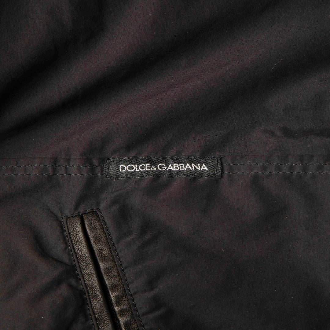 Nero Dolce & Gabbana - Giacca bomber nera con dettagli in pelle taglia XXL in vendita