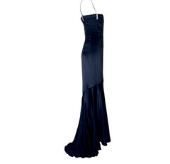 Dolce & Gabbana Black Boned Corset Silk Evening Dress Gown with Crystal Straps