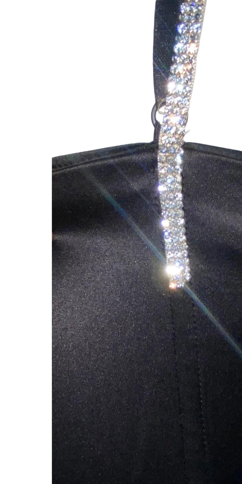 Women's Dolce & Gabbana Black Boned Corset Silk Evening Dress Gown with Crystal Straps