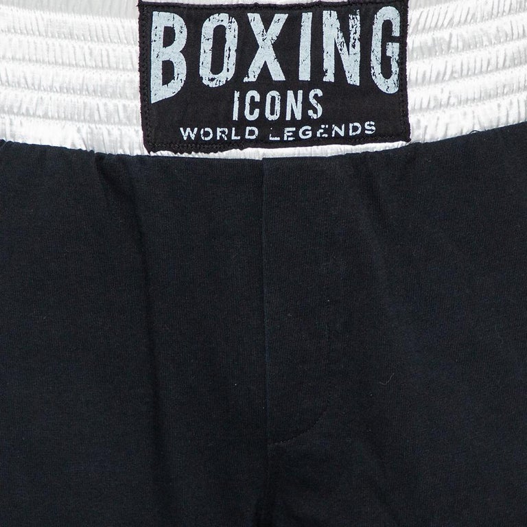 Dolce and Gabbana Black Boxing Icons Patched Contrast Waist Detail Shorts  XL For Sale at 1stDibs