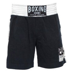 Dolce & Gabbana Black Boxing Icons Patched Contrast Waist Detail Shorts XL