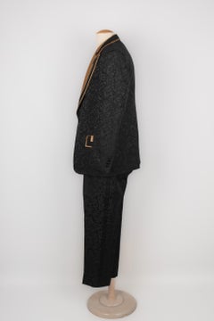 Dolce & Gabbana Black Brocade Fabric Suit