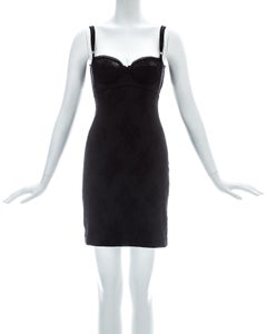 Dolce & Gabbana black brocade mini dress with exposed bra, A/W 1997