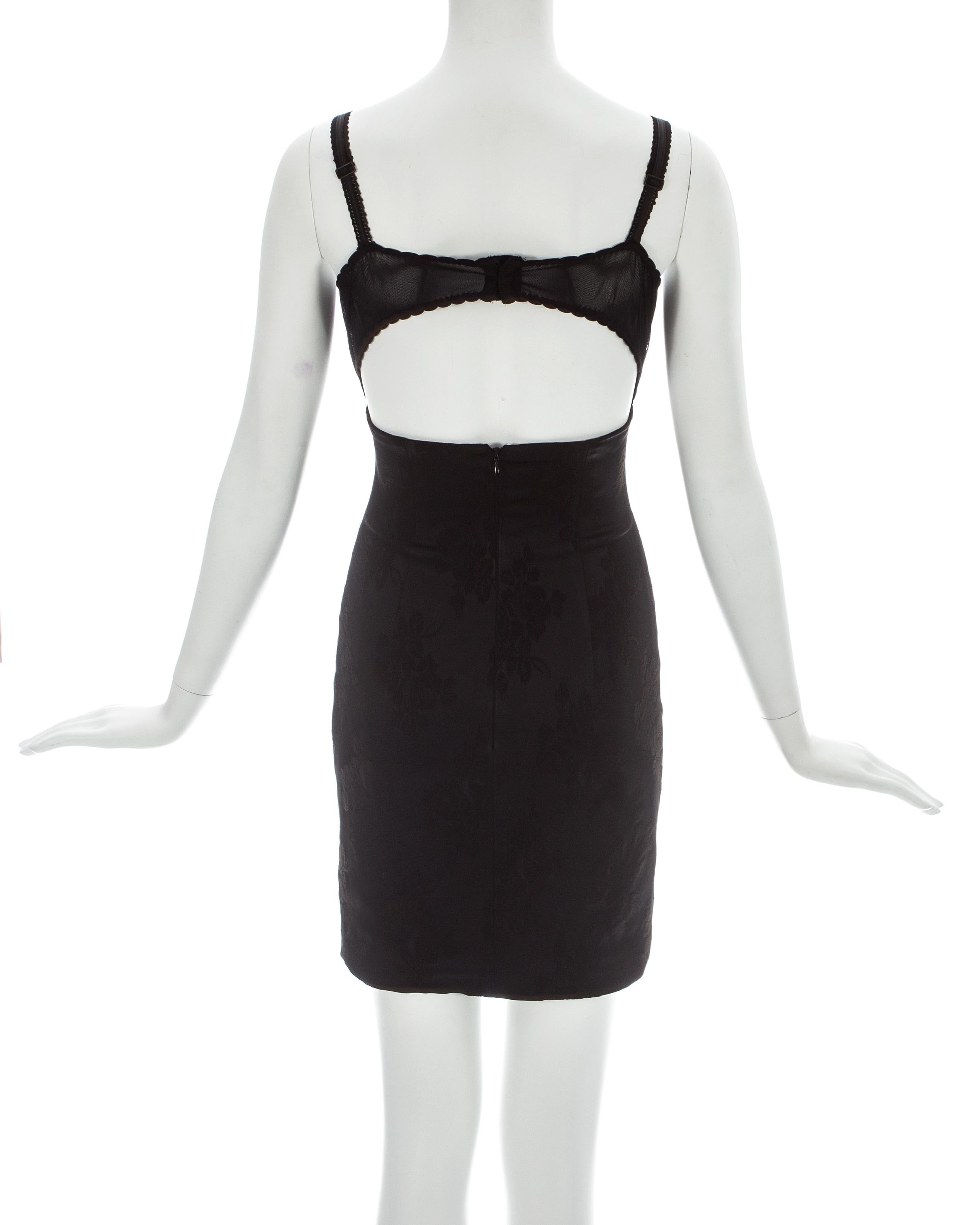 Dolce And Gabbana Black Brocade Mini Dress With Exposed Bra A W 1997 At 1stdibs Exposed Bra