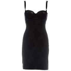 Dolce & Gabbana black brocade mini dress with exposed bra, A/W 1997