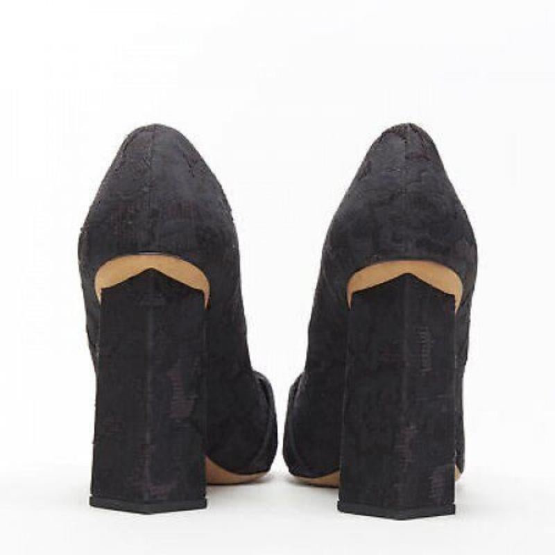 DOLCE GABBANA black brocade strass crystal brooch angular heel pump EU39 US9 For Sale 1