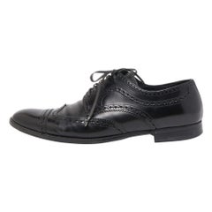 Dolce & Gabbana Black Brogue Leather Lace Up Derby Size 41