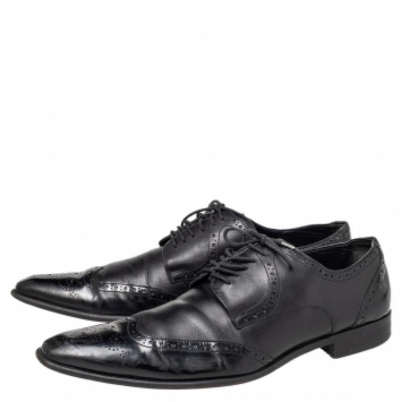 Dolce & Gabbana Brogue Noir Cuir Lace Up Derby Taille 43 2