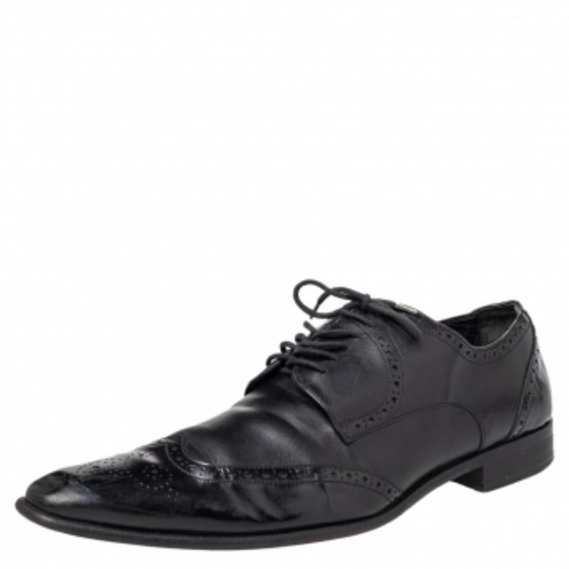 Dolce & Gabbana Brogue Noir Cuir Lace Up Derby Taille 43 3