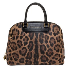 Dolce & Gabbana Black/Brown Coated Canvas and Leather Megan Dome Satchel