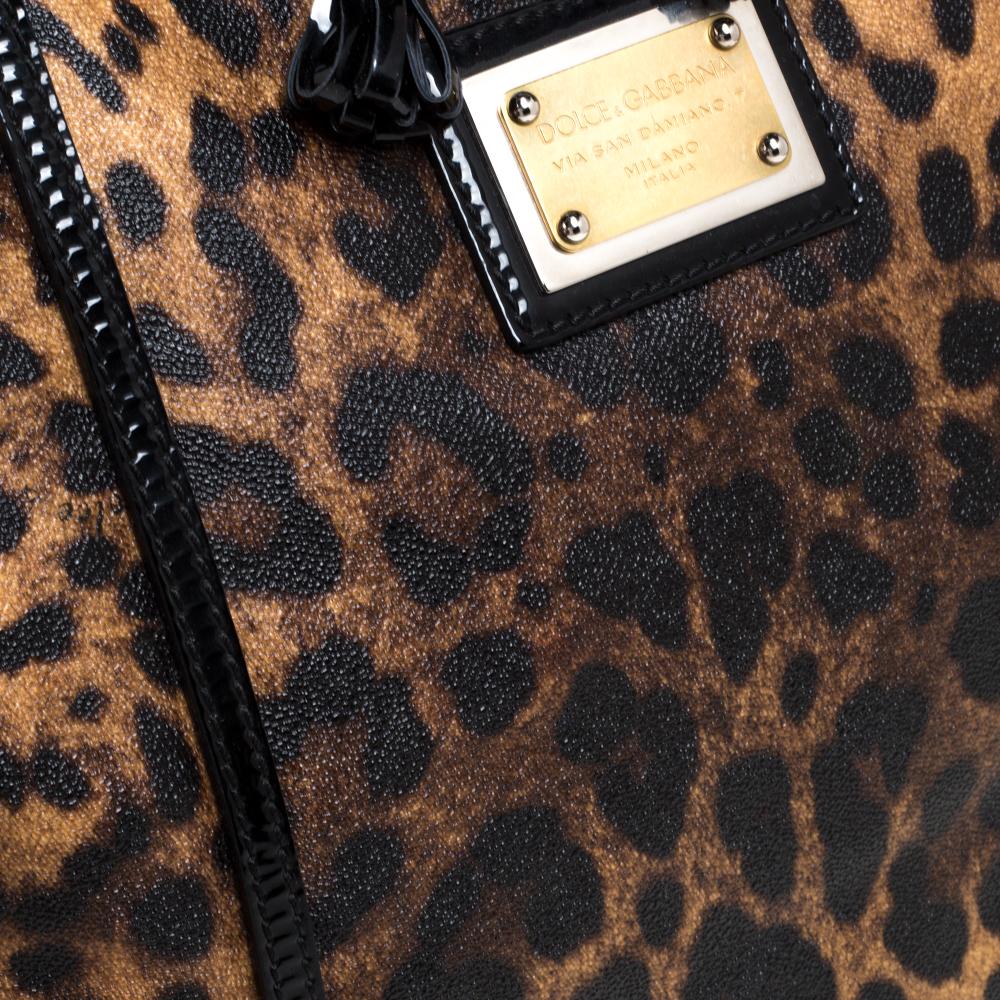 Dolce & Gabbana Schwarz/Braun Beschichtetes Segeltuch & Lackleder Miss Escape Tote 6