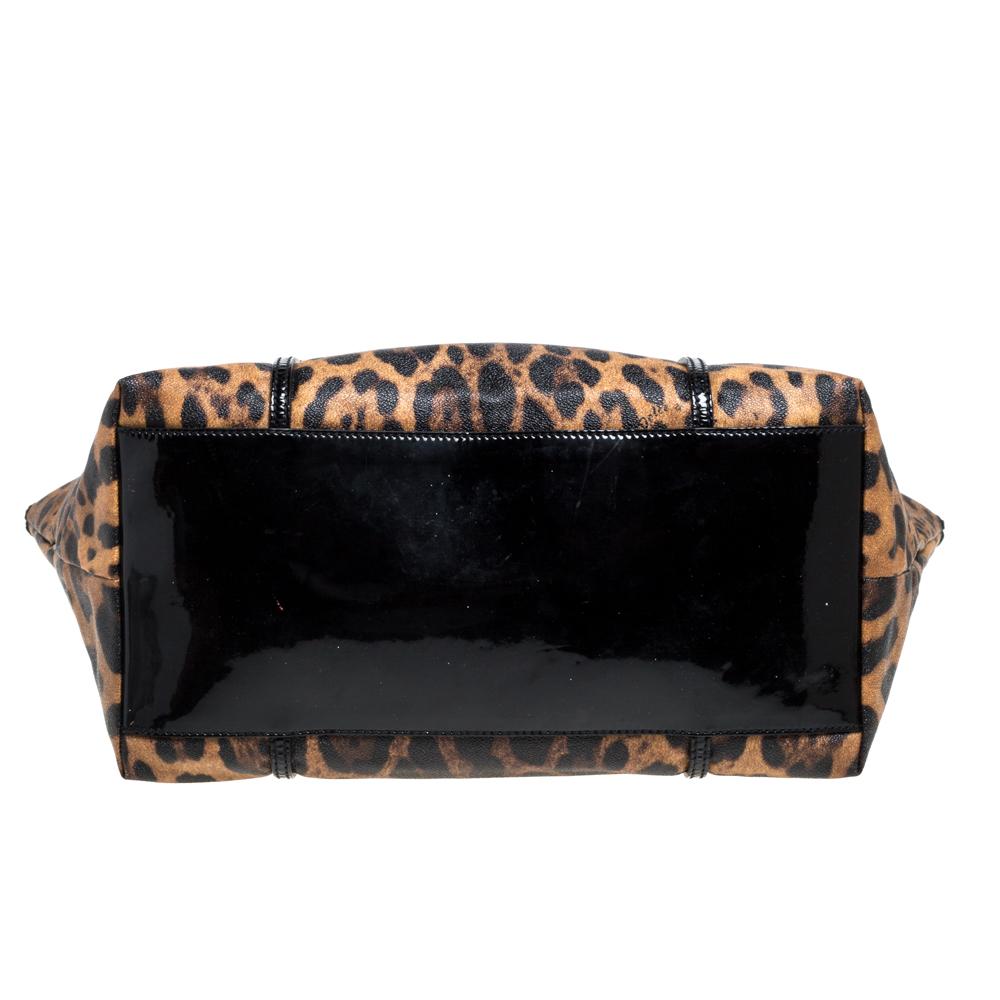 Dolce & Gabbana Schwarz/Braun Beschichtetes Segeltuch & Lackleder Miss Escape Tote 1