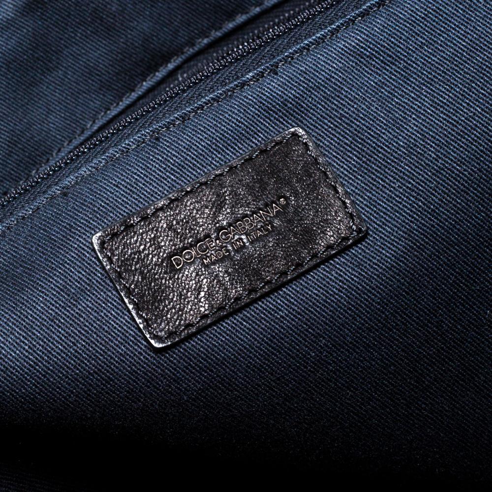 Dolce & Gabbana Schwarz/Braun Beschichtetes Segeltuch & Lackleder Miss Escape Tote 2