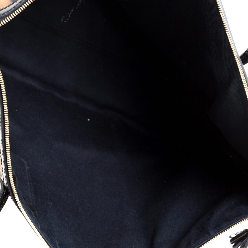 Dolce & Gabbana Schwarz/Braun Beschichtetes Segeltuch & Lackleder Miss Escape Tote 3