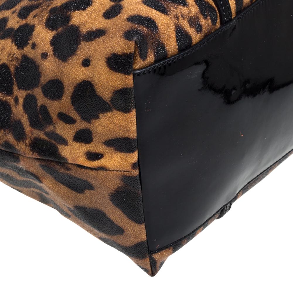 Dolce & Gabbana Schwarz/Braun Beschichtetes Segeltuch & Lackleder Miss Escape Tote 5