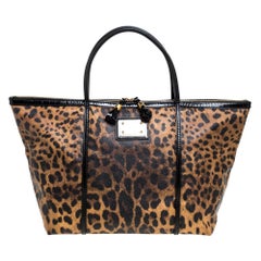 Dolce & Gabbana Schwarz/Braun Beschichtetes Segeltuch & Lackleder Miss Escape Tote