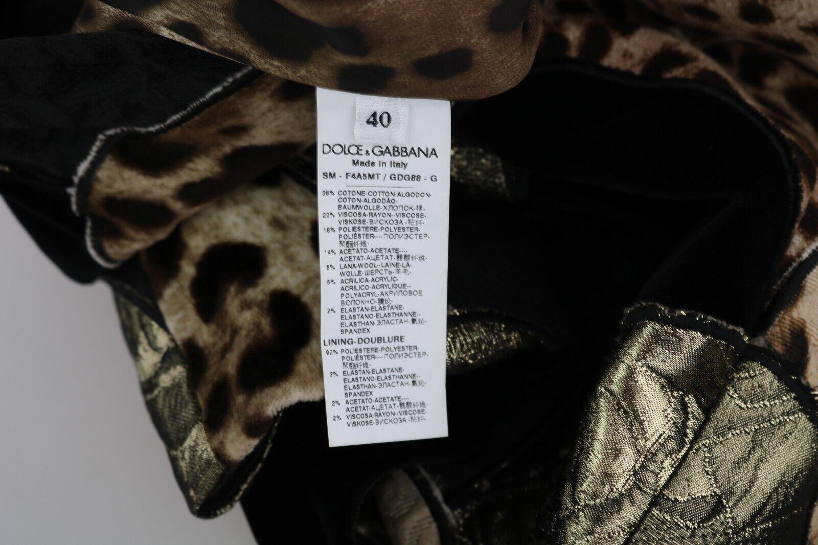Dolce & Gabbana Black Brown Cotton Leopard A-Line Mini Skirt High Waist Short For Sale 5