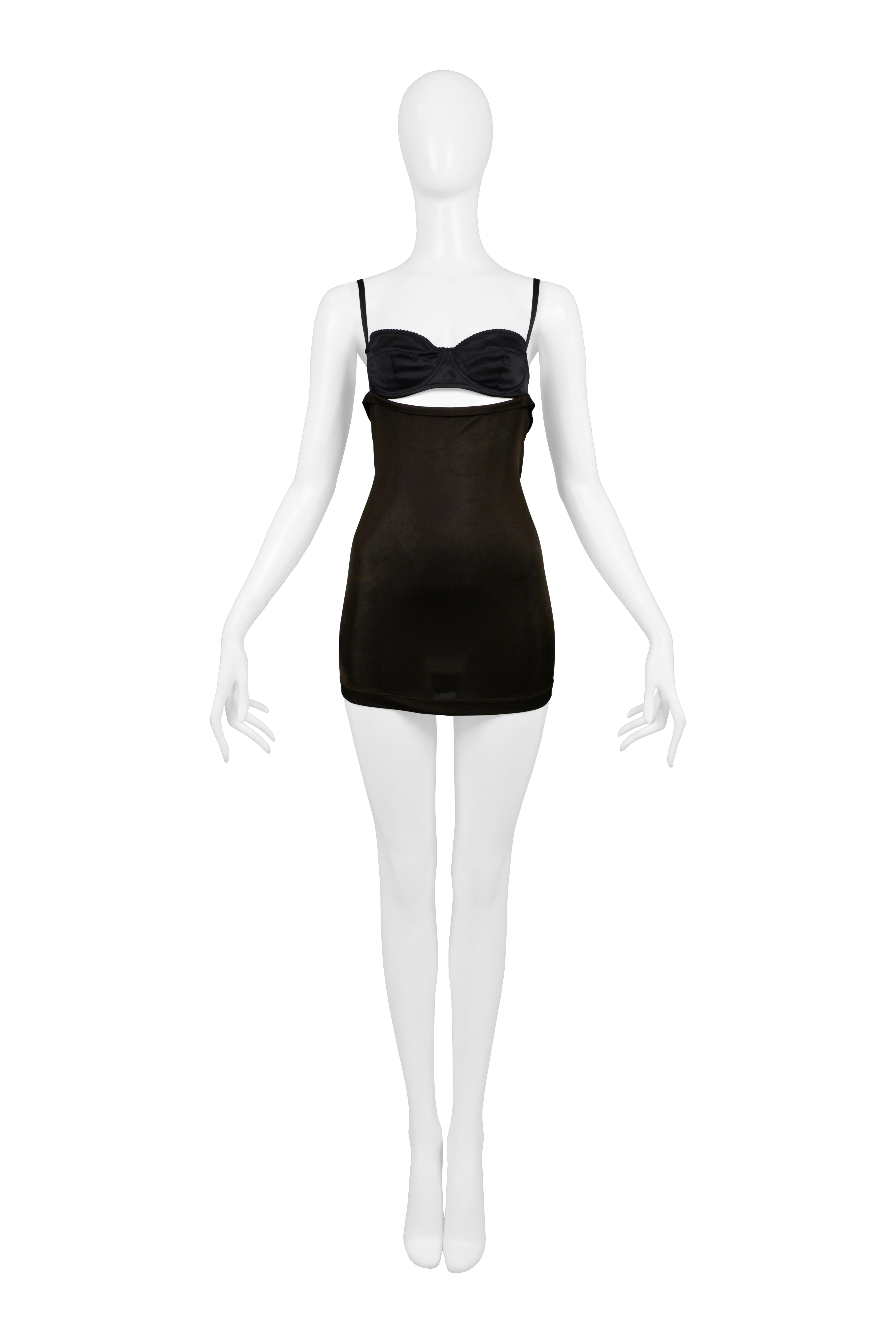 Gray Dolce & Gabbana Black & Brown Cutout Micro Mini Dress