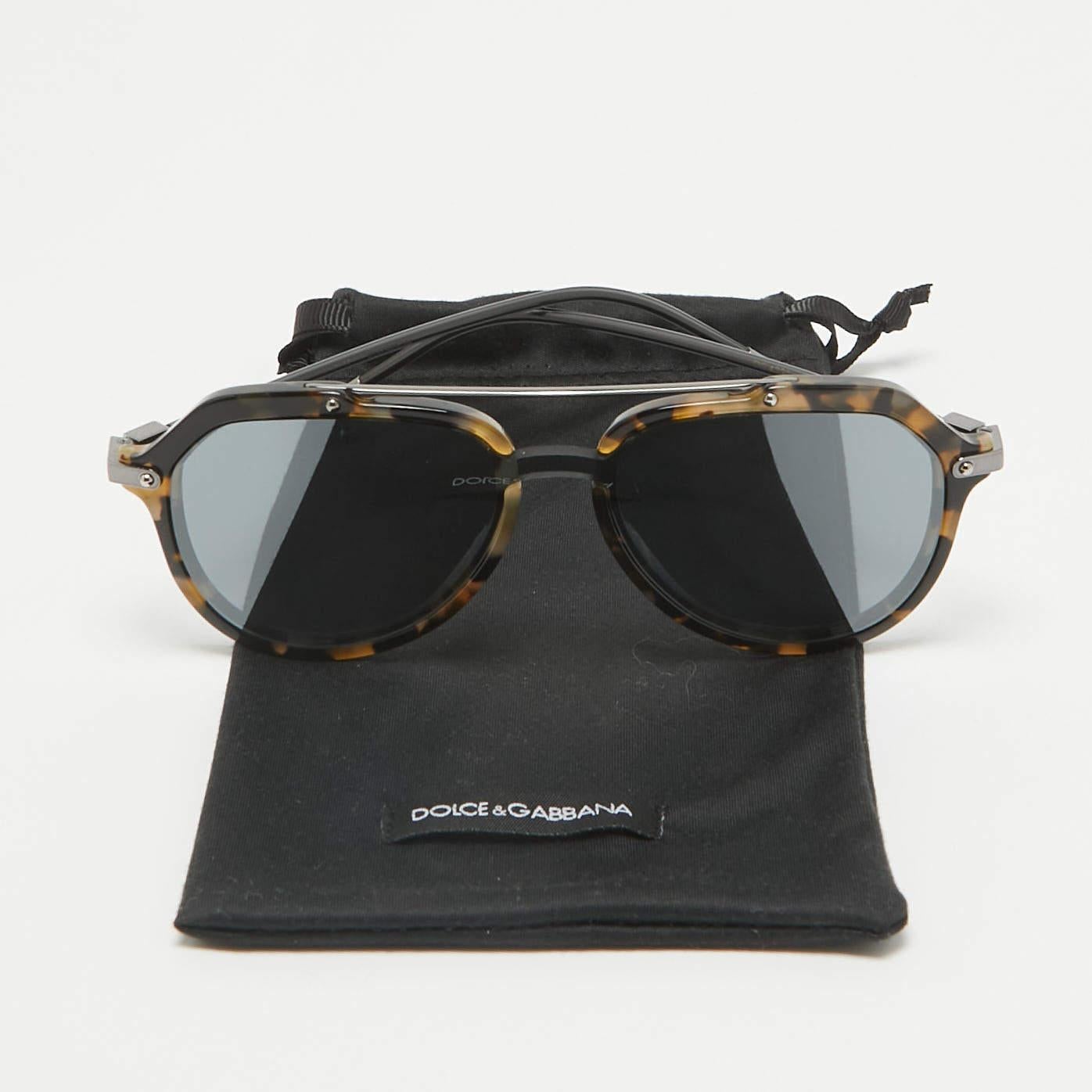 Dolce & Gabbana Black/Brown DG4330 Aviator Sunglasses In Fair Condition In Dubai, Al Qouz 2