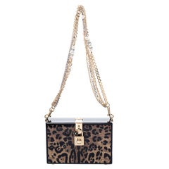 Dolce & Gabbana Black/Brown Leopard Print Acrylic Box Bag