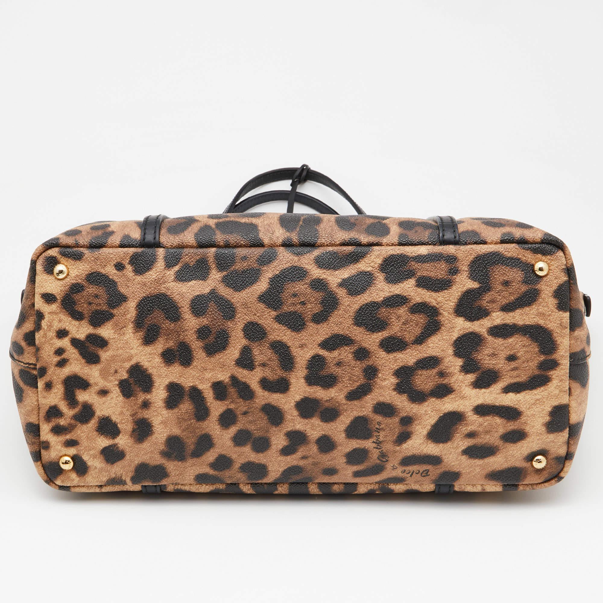 Dolce & Gabbana Black/Brown Leopard Print Coated Canvas and Leather Miss Escape  7