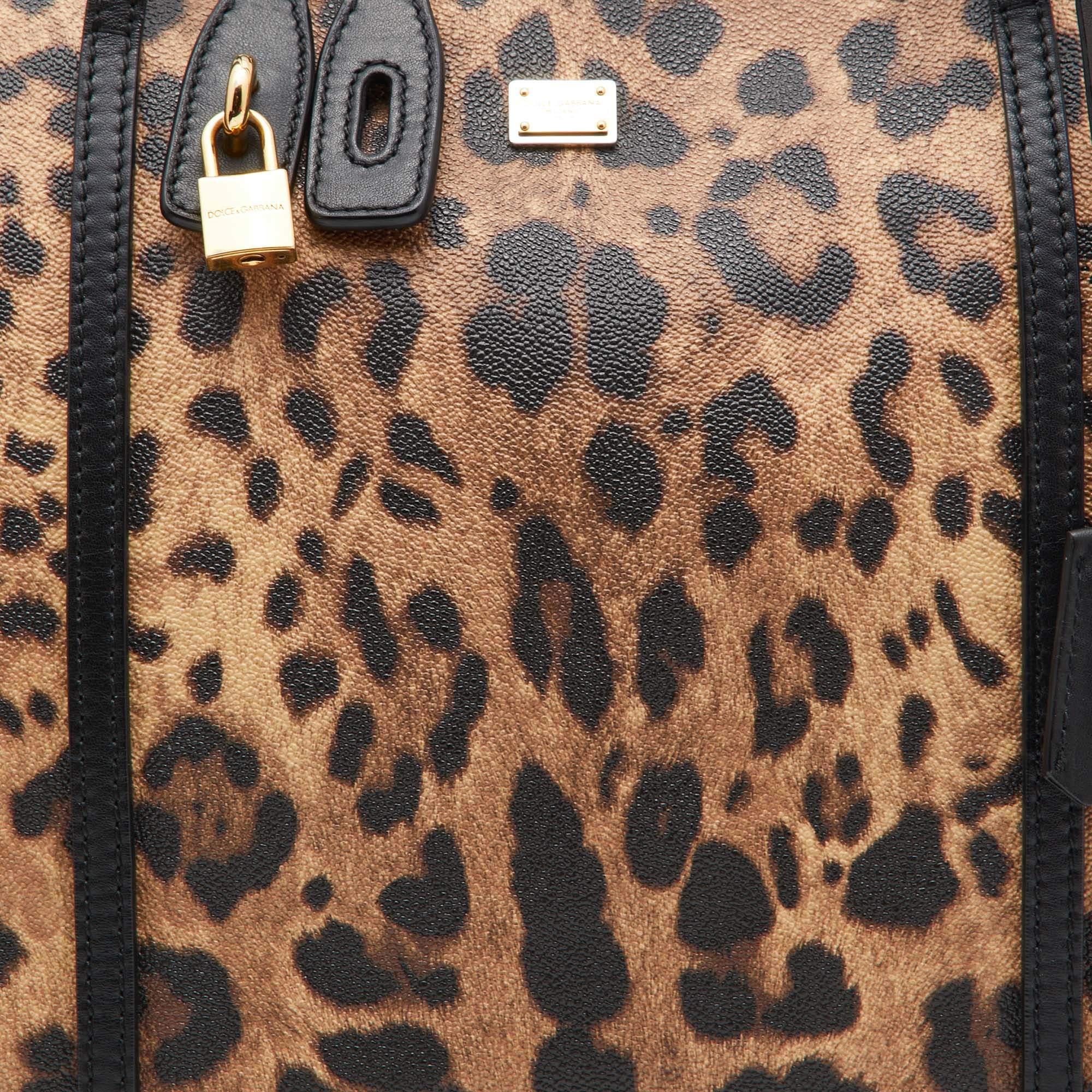 Dolce & Gabbana Black/Brown Leopard Print Coated Canvas and Leather Miss Escape  10