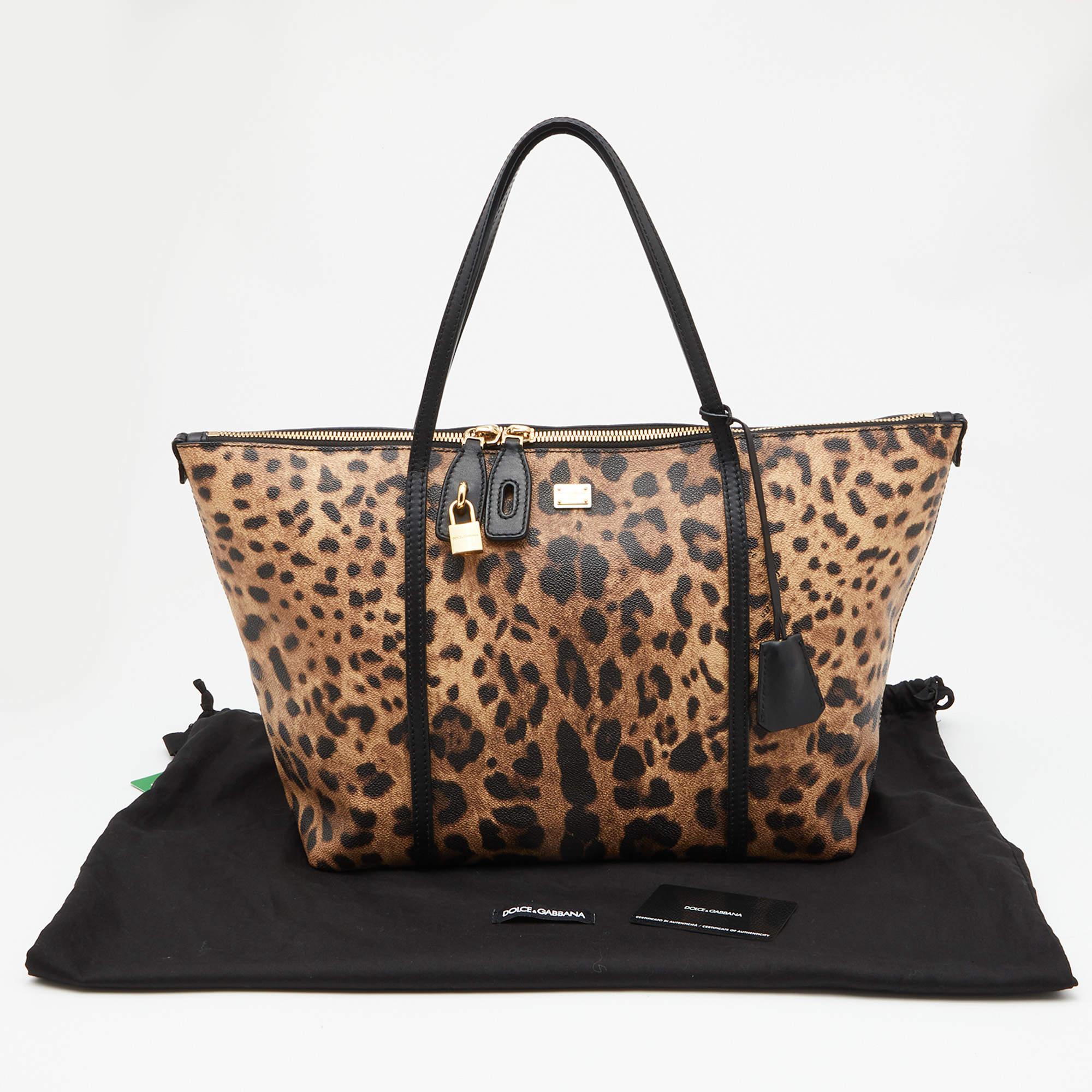 Dolce & Gabbana Black/Brown Leopard Print Coated Canvas and Leather Miss Escape  11