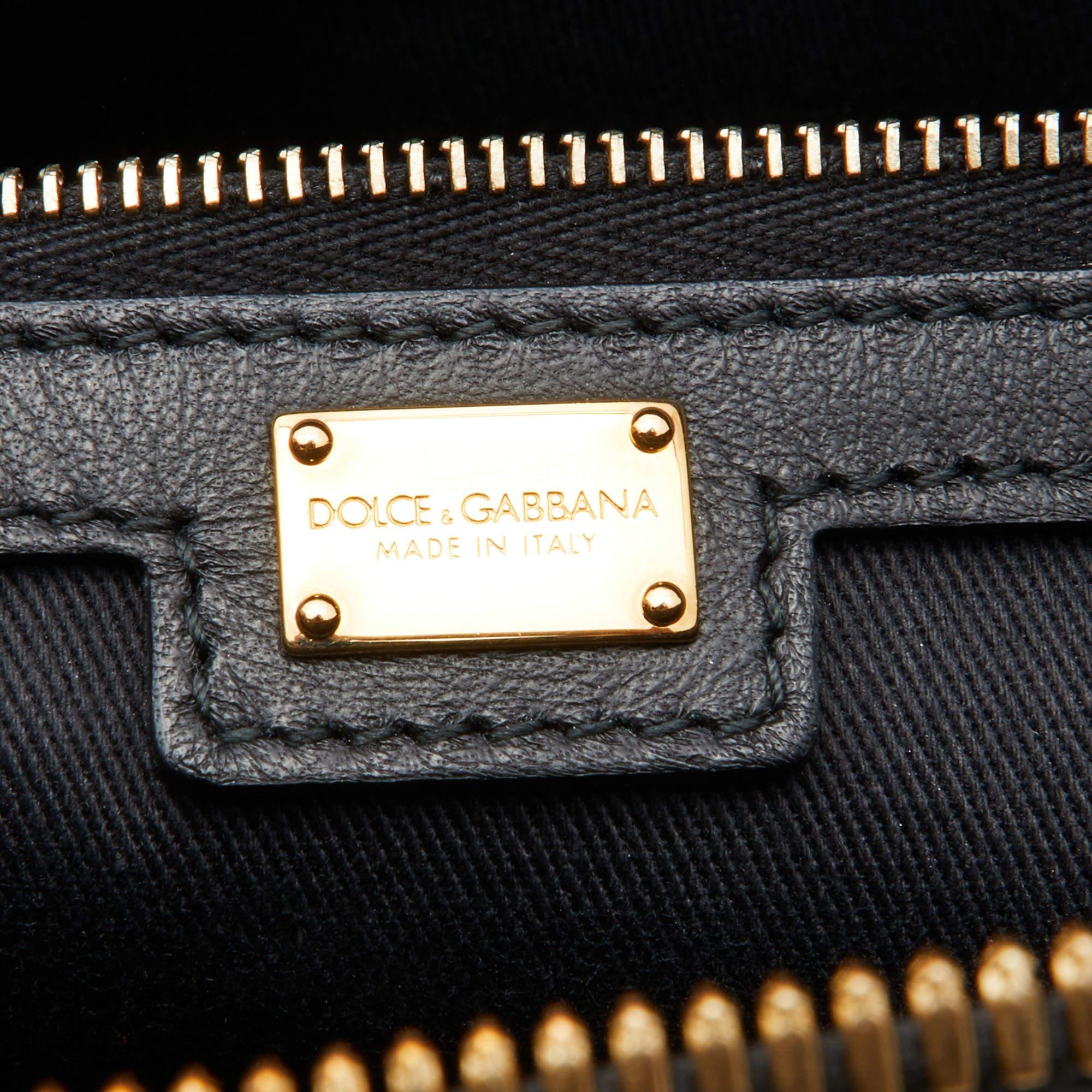 Dolce & Gabbana Black/Brown Leopard Print Coated Canvas and Leather Miss Escape  5