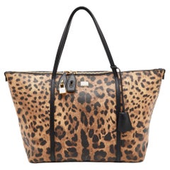 Dolce & Gabbana Black/Brown Leopard Print Coated Canvas and Leather Miss Escape 