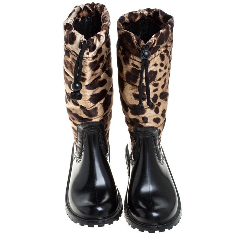 Dolce & Gabbana Black Argento Pull On Rain Boots Shoes