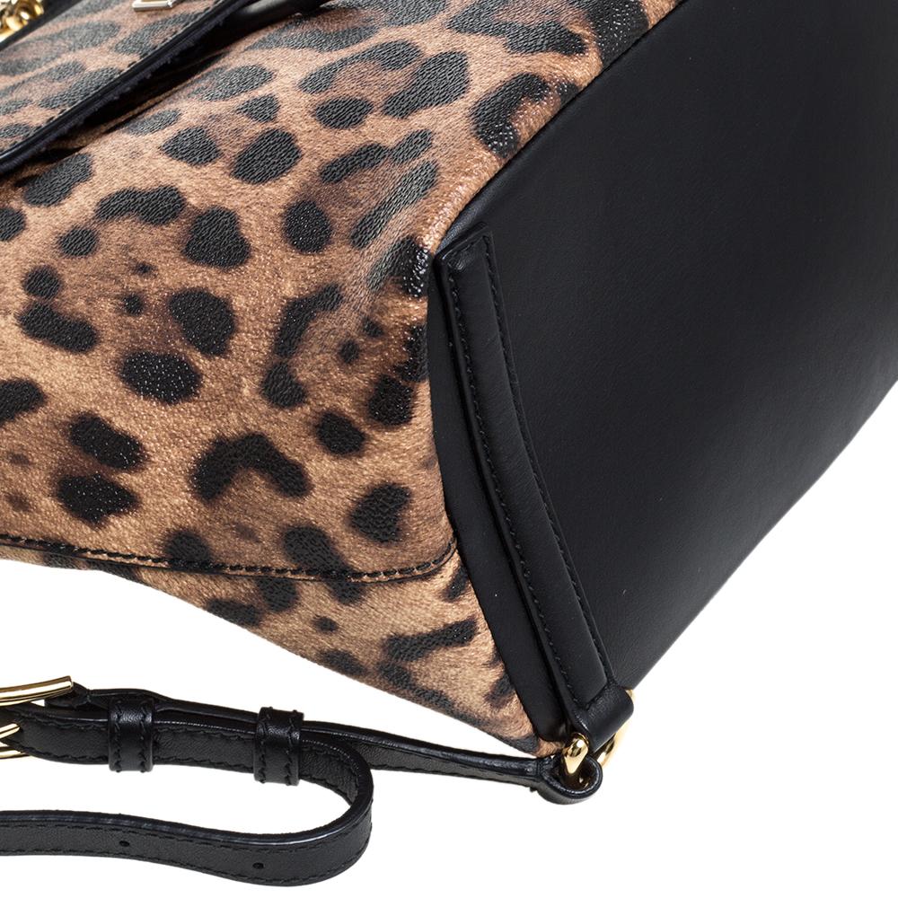Dolce & Gabbana Black/Brown Leopard Print Leather Miss Sicily Backpack 1